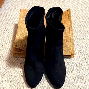 Stuart Weitzman stretch black fabric bootie, size 4.5